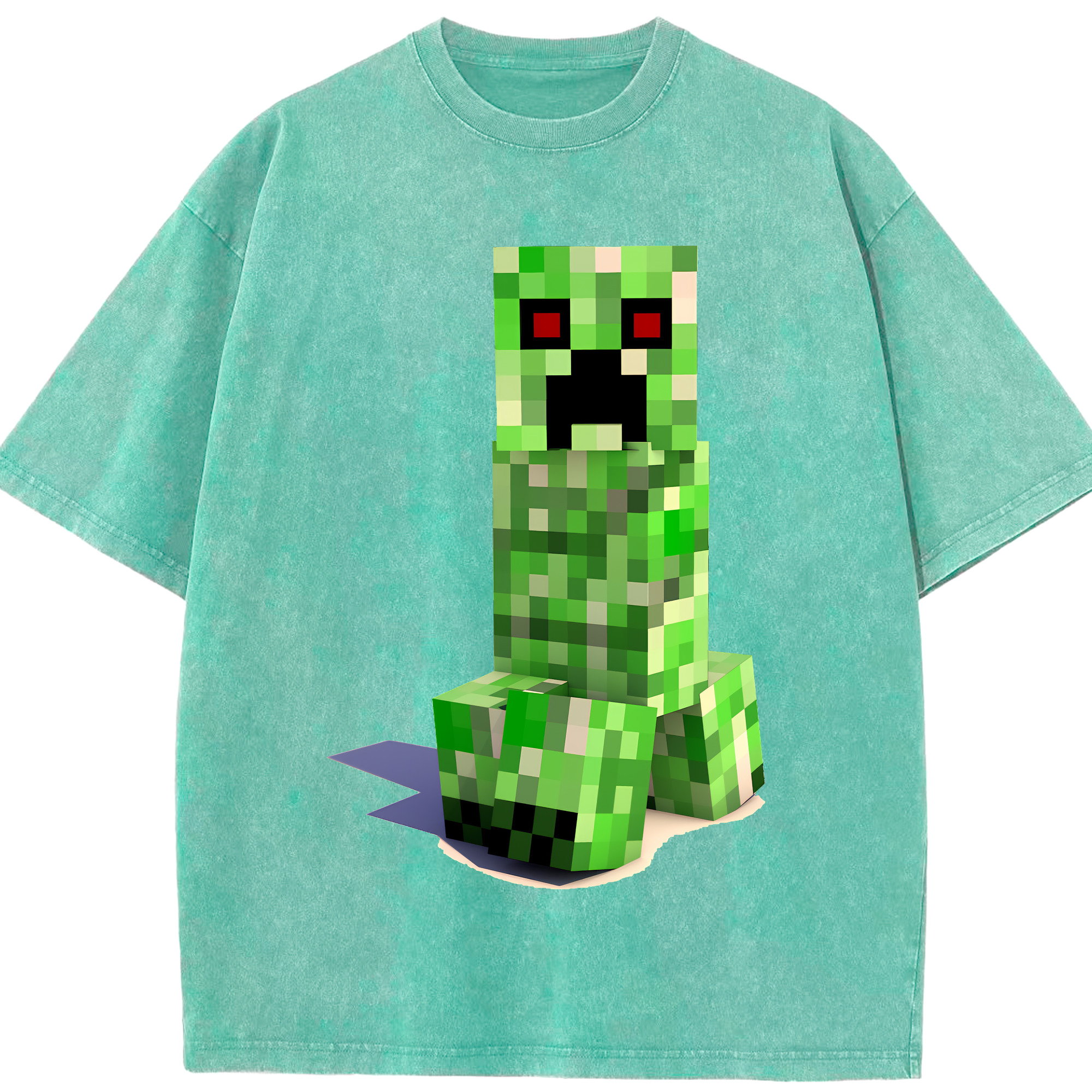 （画像用） マインクラフト ブロックの世界 Minecraft MC Block world 綿100% ヴィンテージ風 半袖Tシャツ（フロントプリント）